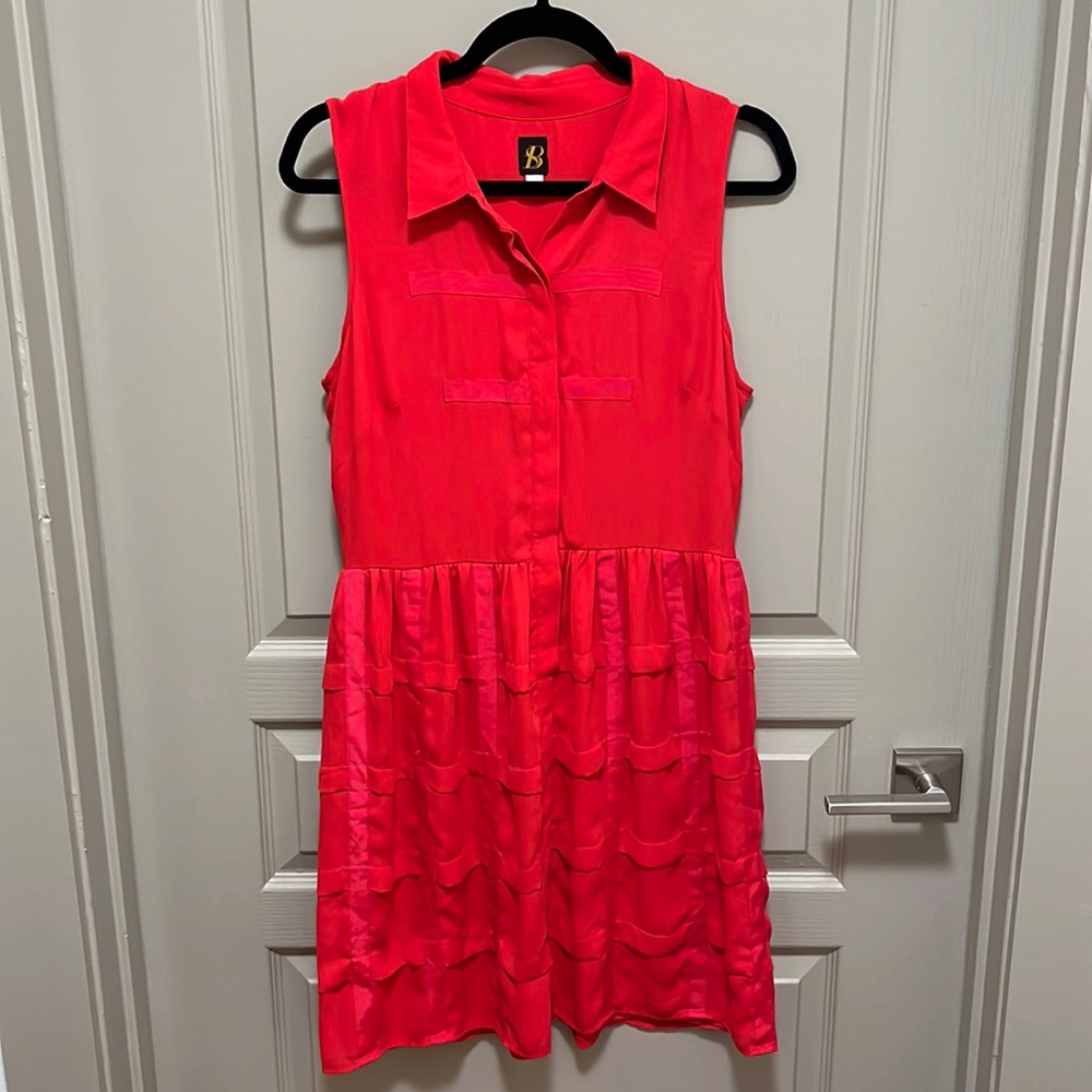 Anthropologie Red Sleeveless Collared Sundress